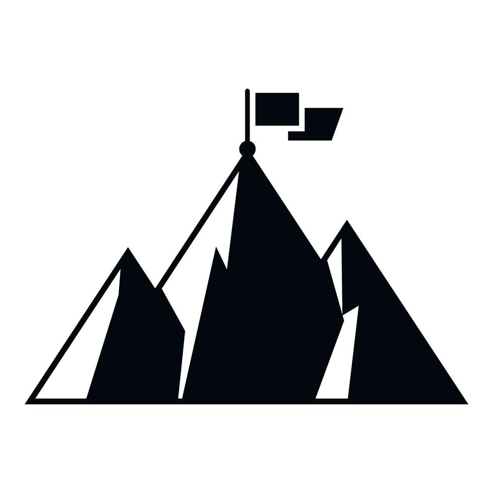 bandeira do alvo no vetor simples do ícone da montanha. ascensão de carreira