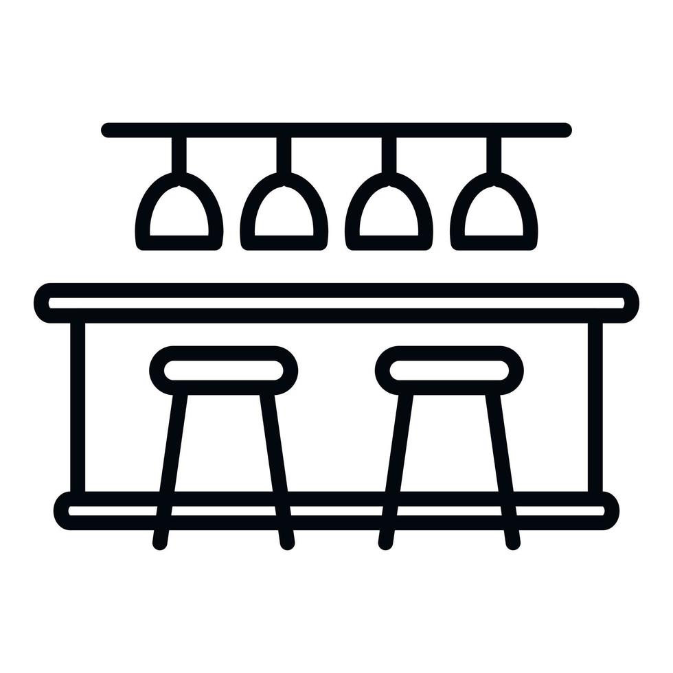 vetor de contorno do ícone interior do contador de barras. mesa de café