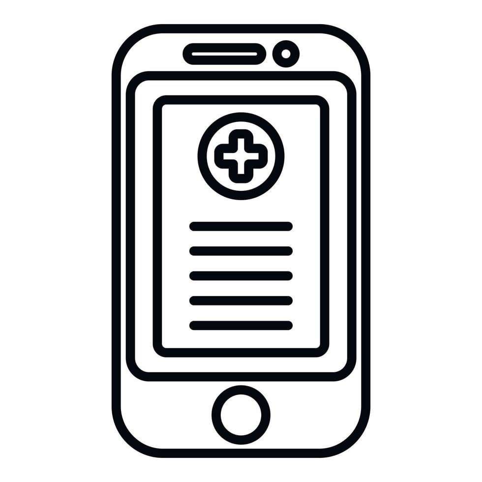 vetor de contorno do ícone do relatório médico do smartphone. saúde do paciente