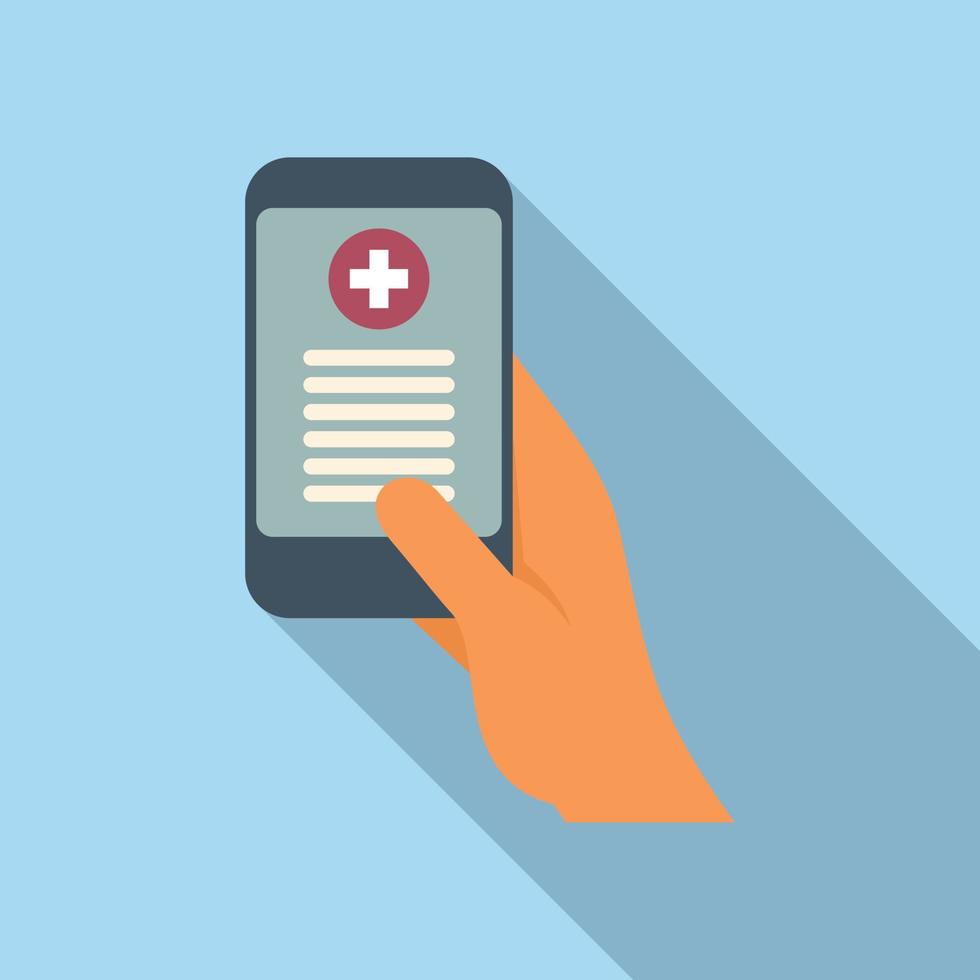 vetor plana de ícone de saúde móvel. cartão de paciente