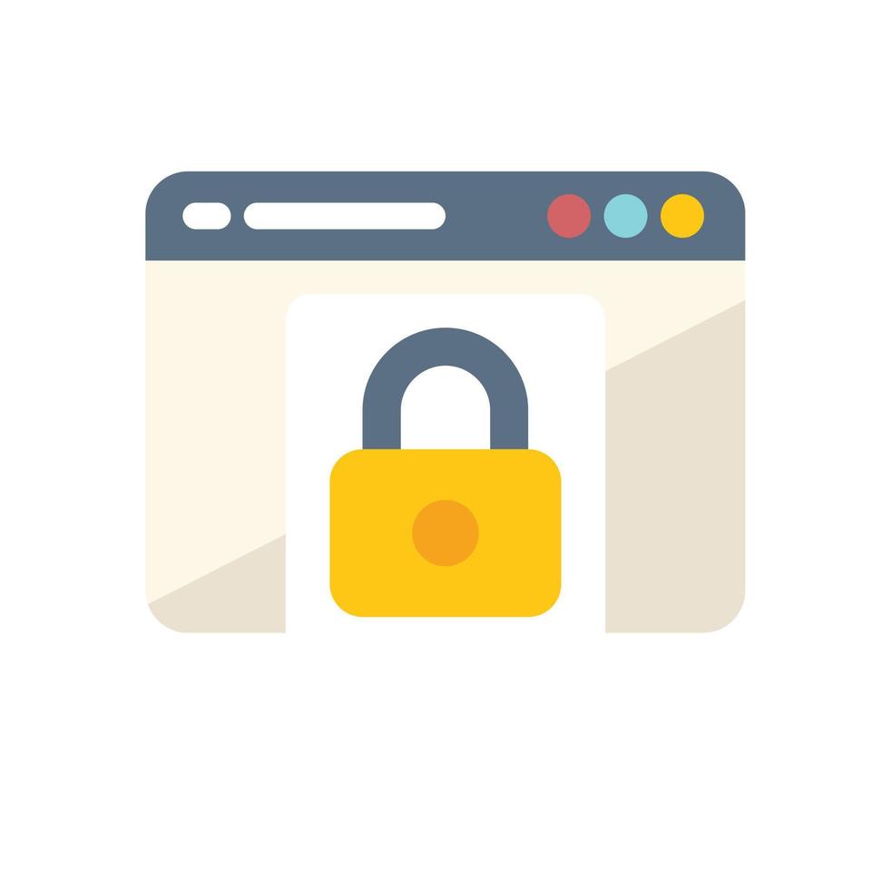 vetor plano de ícone seguro da web. dados privados