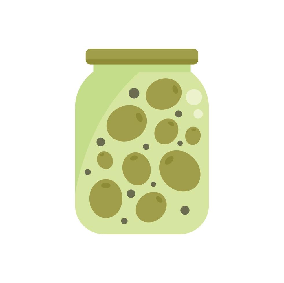 vetor plano de ícone de jarro de azeitonas. picles de comida