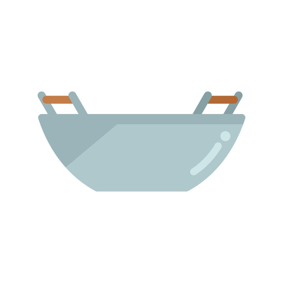 vetor plano de ícone de frigideira wok. fritar cozinhar