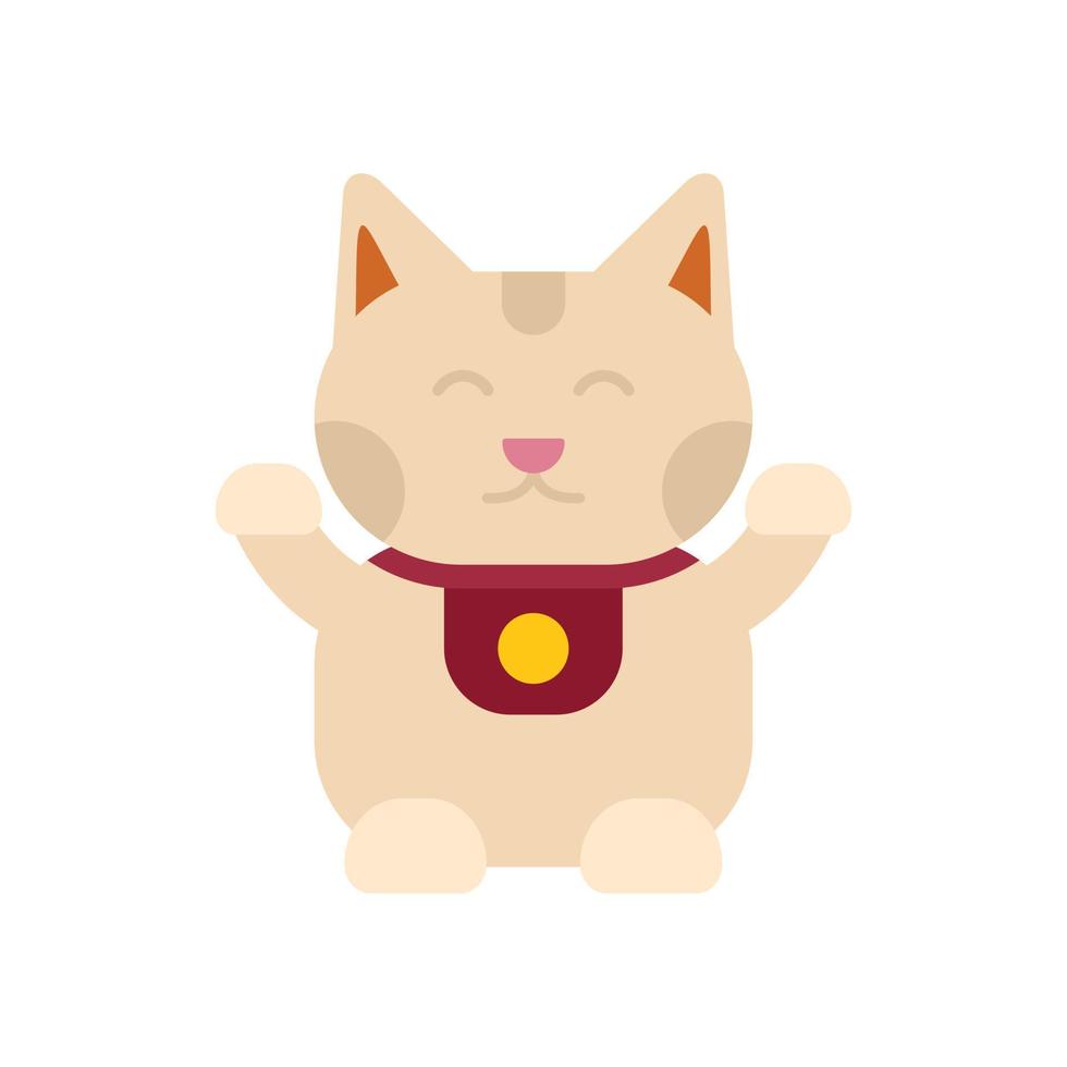 vetor plano de ícone de gato de sorte engraçado. fortuna do japão