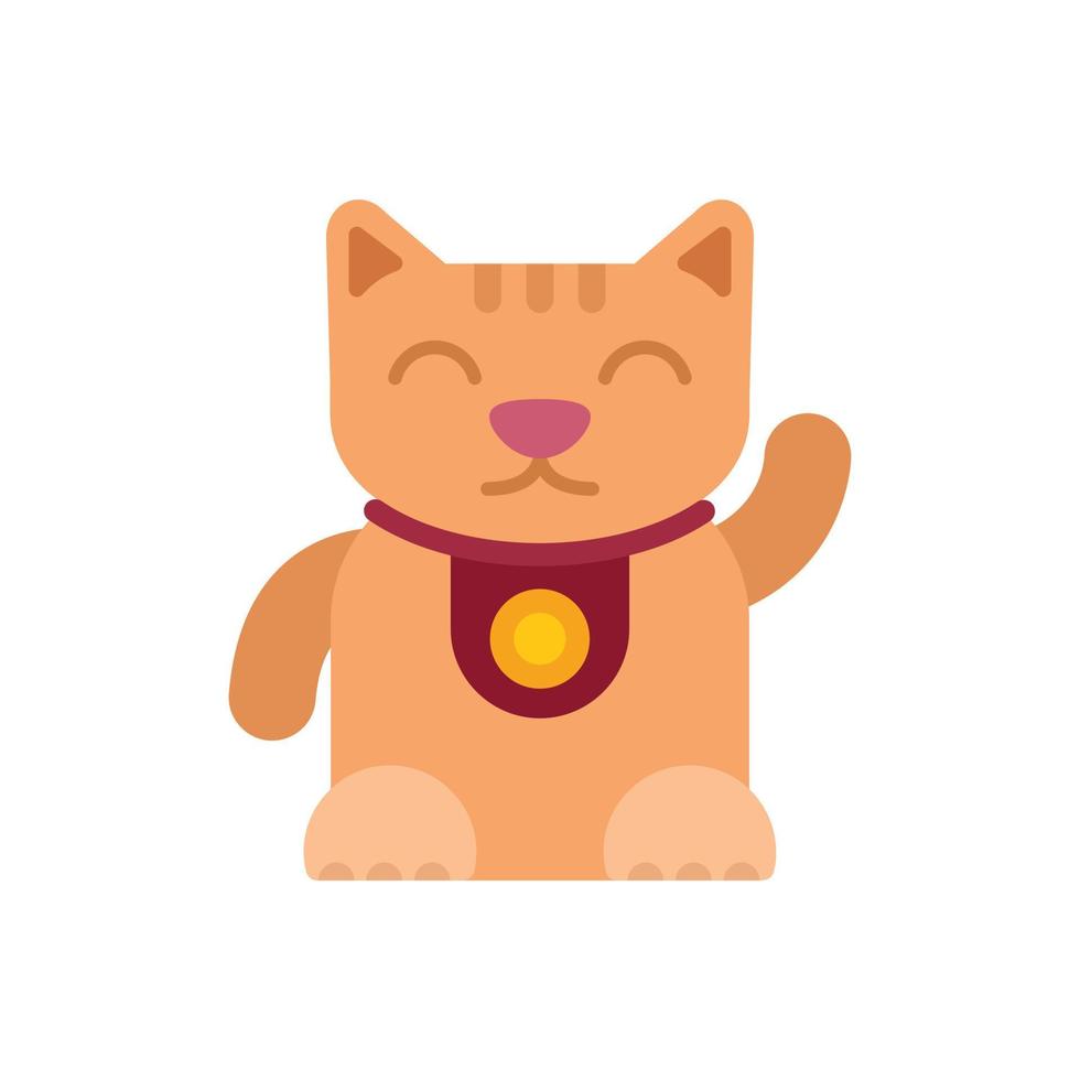 vetor plano de ícone de gatinho sortudo. gato maneki