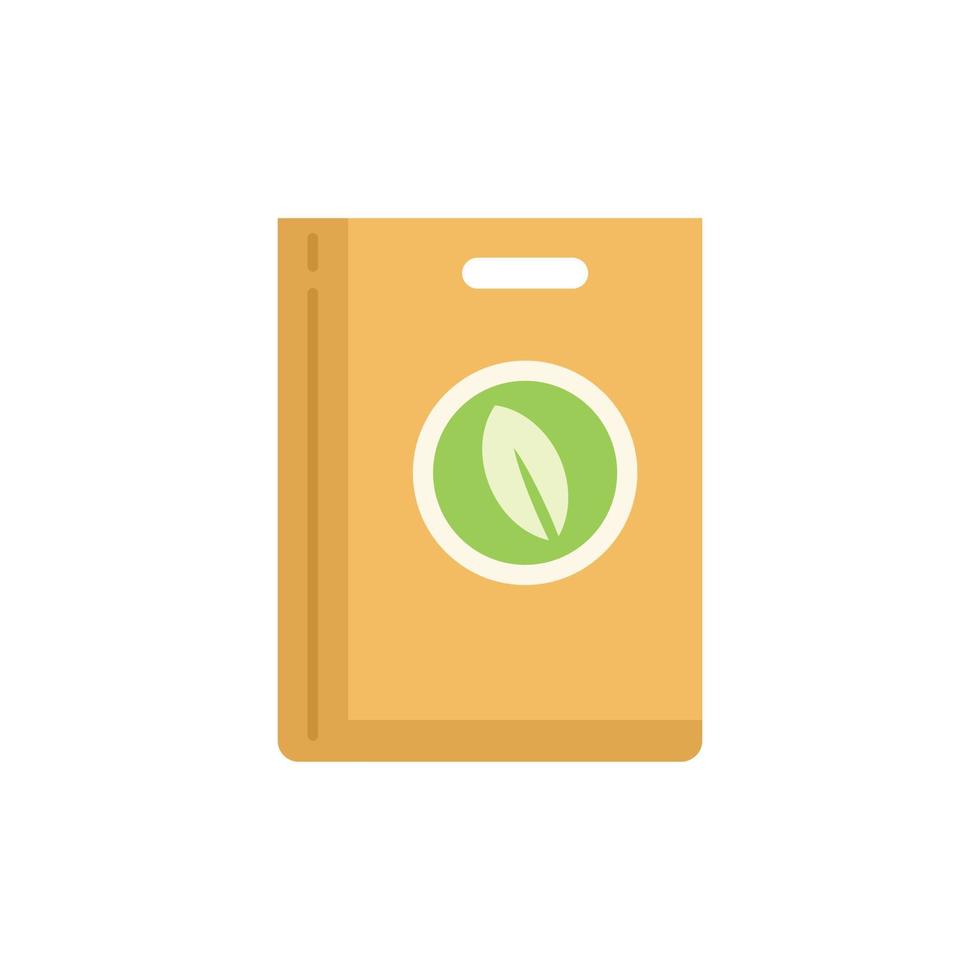 vetor plano do ícone do pacote de folha ecológica. pacote de saco