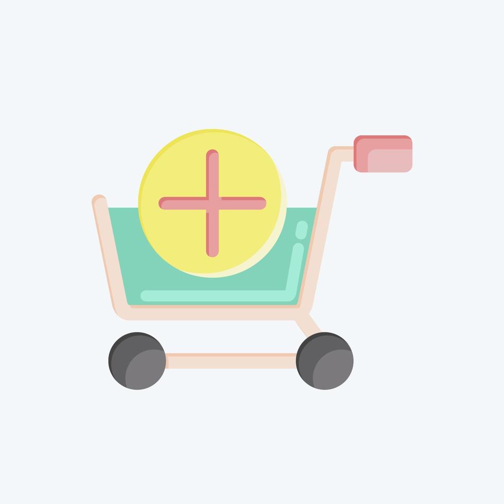 adicionar ícone. relacionado ao símbolo da loja online. estilo plano. ilustração simples. fazer compras vetor