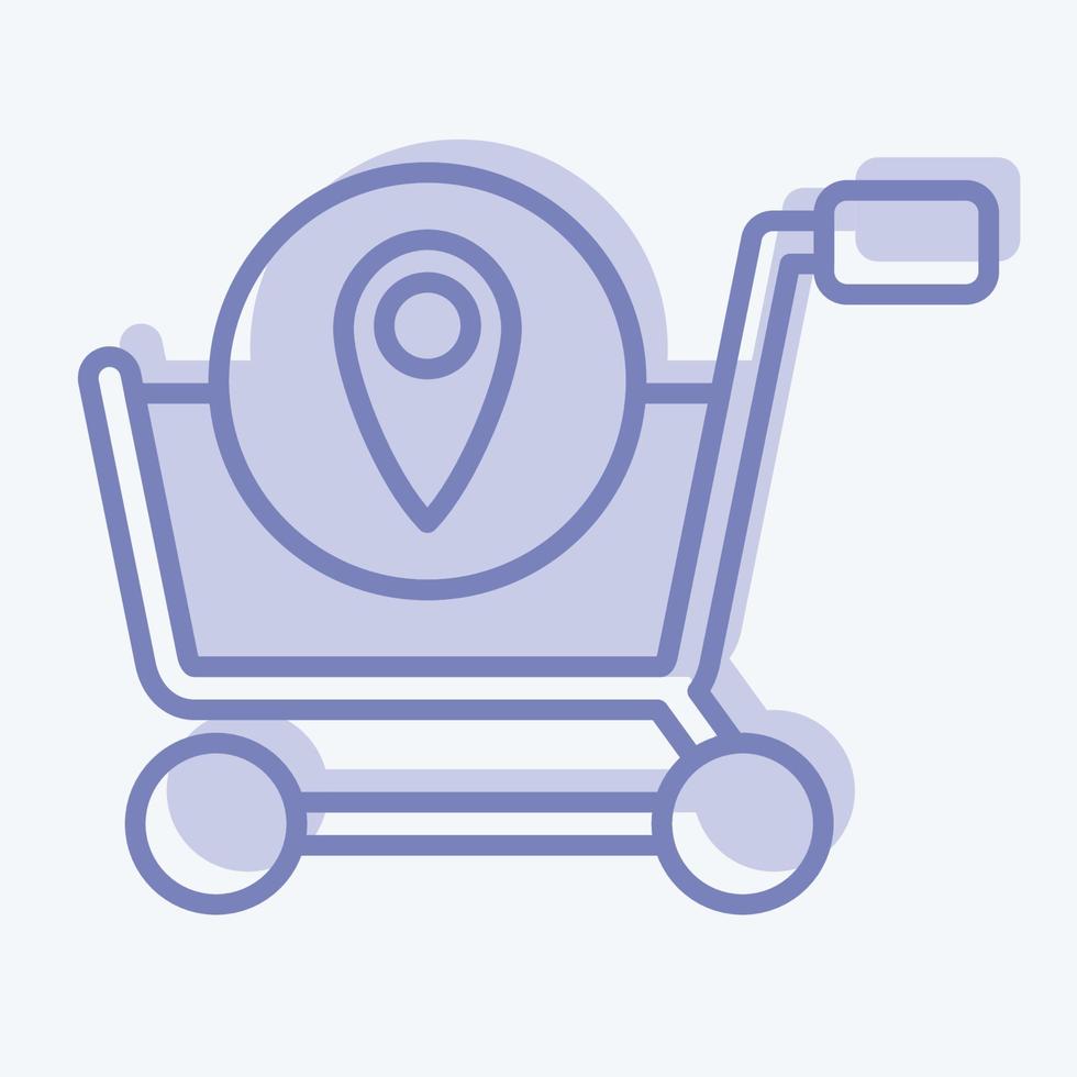 localização da loja de ícones. relacionado ao símbolo da loja online. estilo de dois tons. ilustração simples. fazer compras vetor