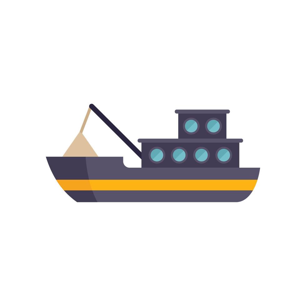 vetor plana do ícone do barco de peixe da costa. embarcação marítima