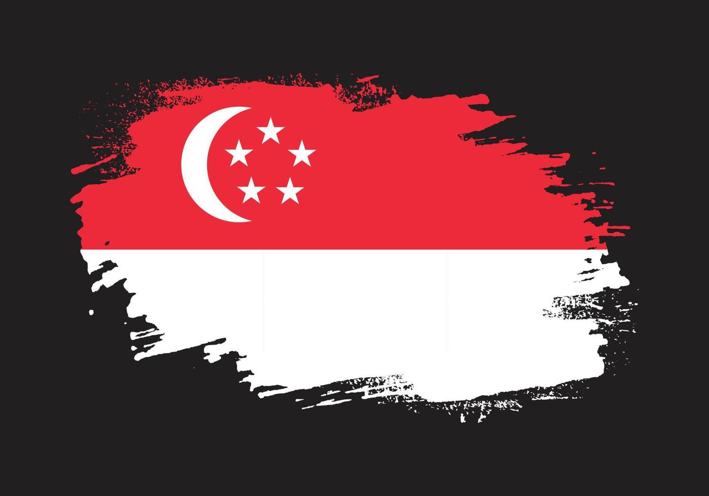 novo vetor de bandeira suja de singapura efeito de pincel