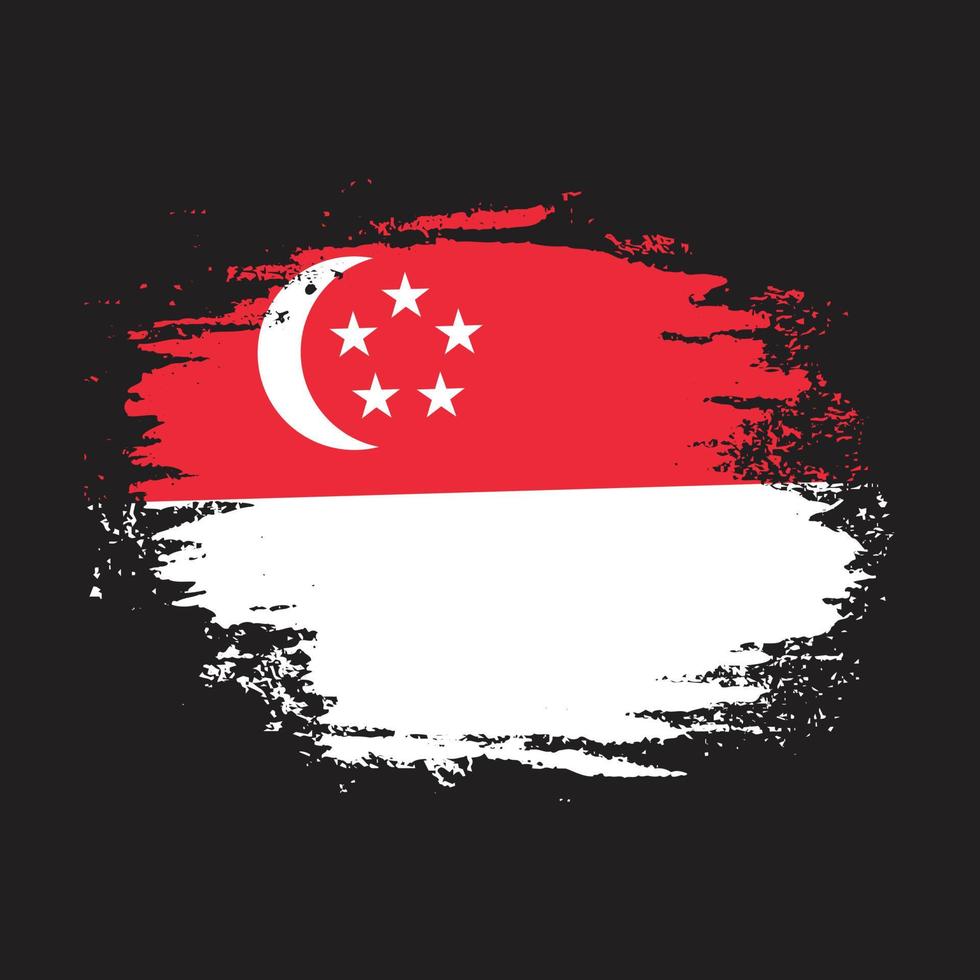 vetor de bandeira de singapura de pintura à mão