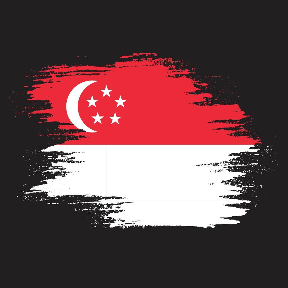 vetor de bandeira de singapura de textura grunge profissional angustiado