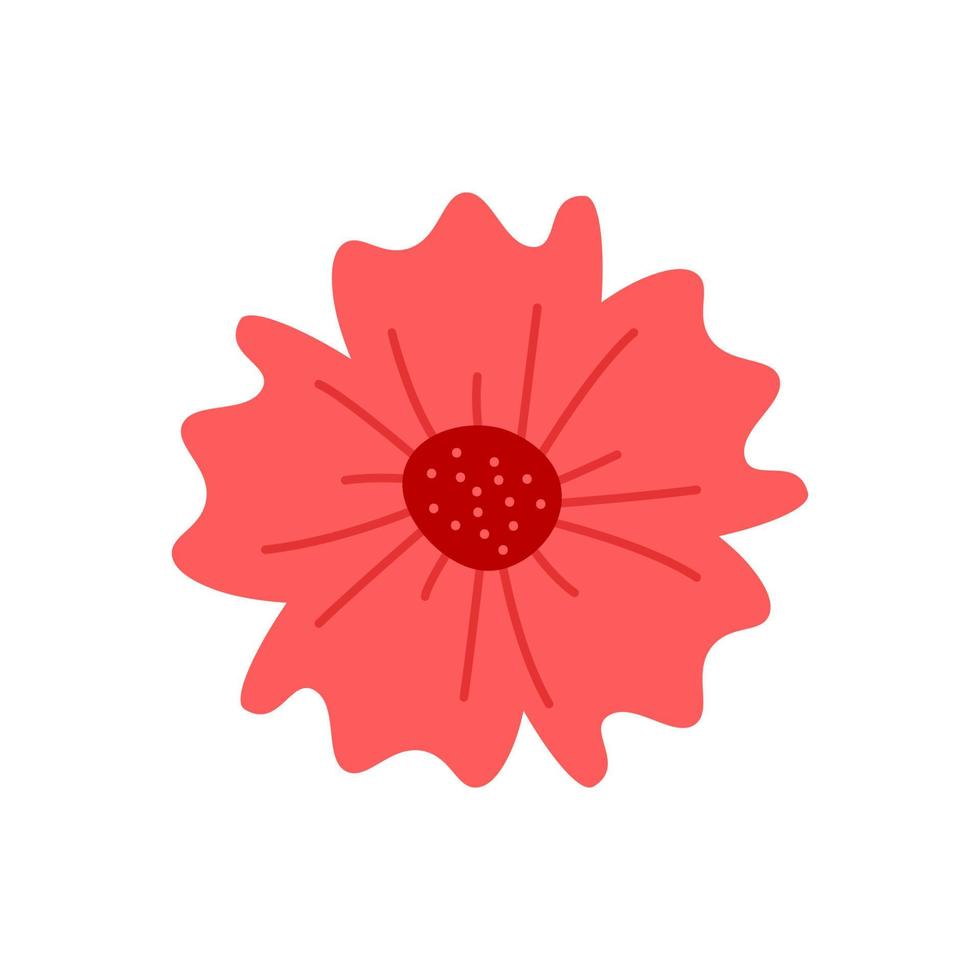 mão desenhada linda flor vermelha. vetor pinck clipart botânico.