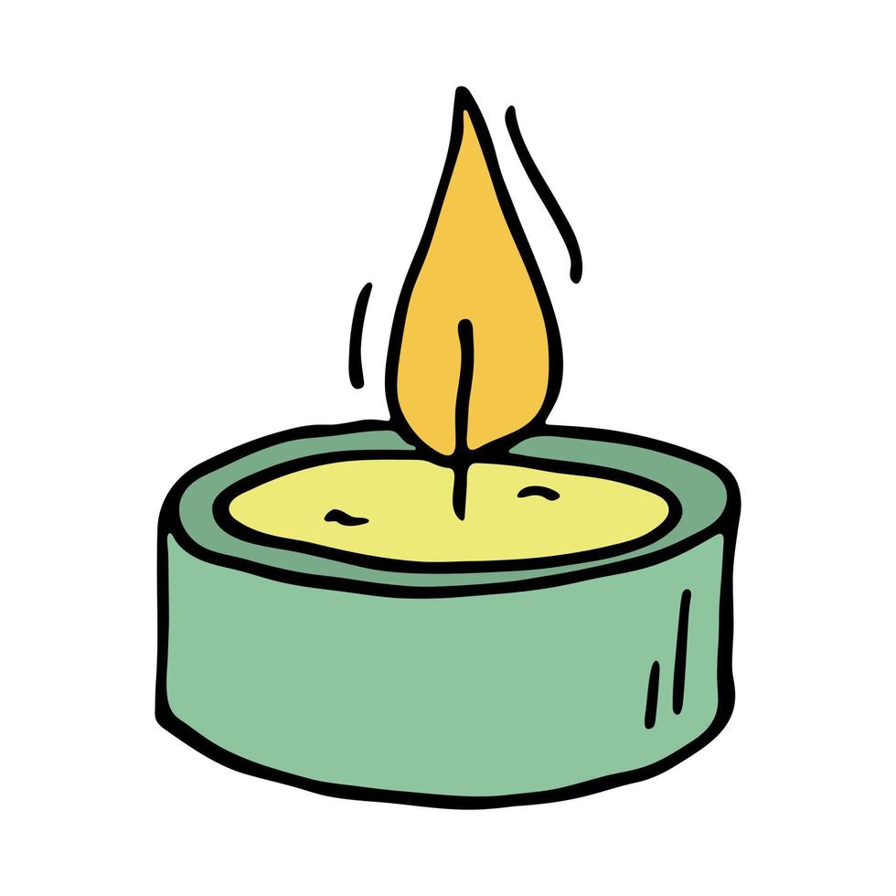 vela de aroma ardente. ilustração de doodle único. clipart desenhado à mão para cartão, logotipo, design vetor