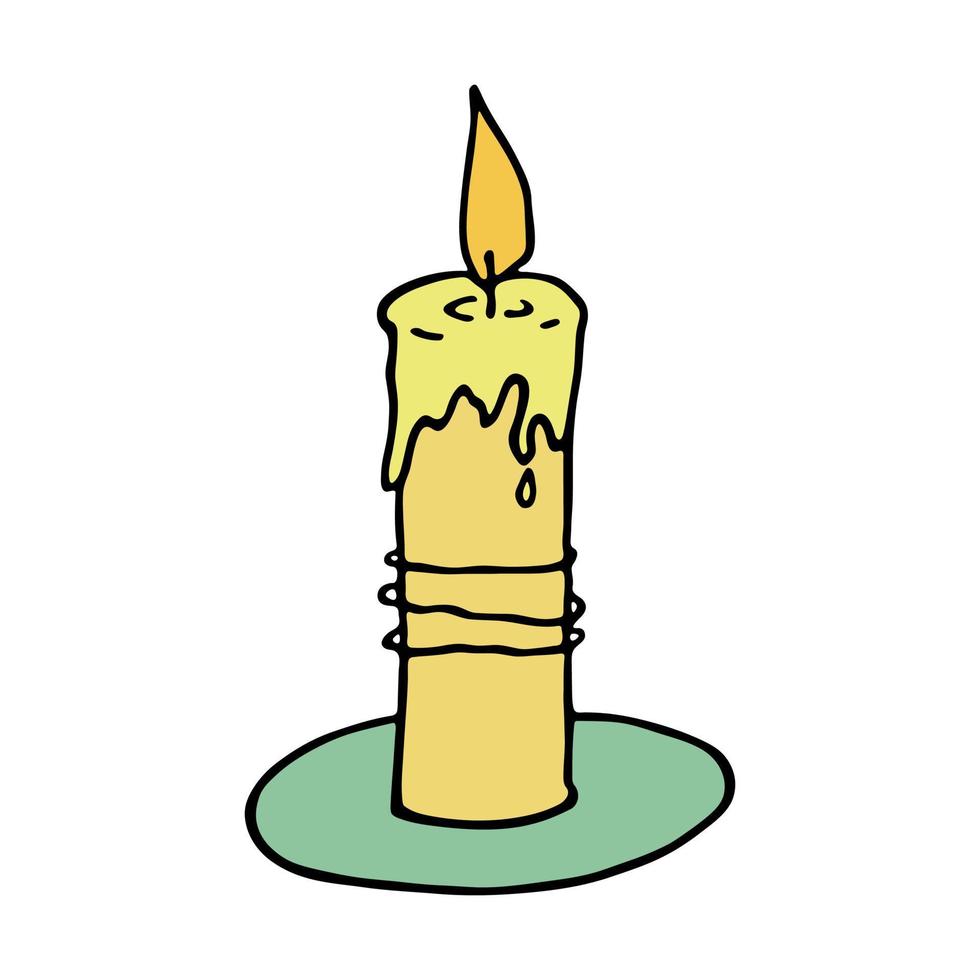 vela de aroma ardente. ilustração de doodle único. clipart desenhado à mão para cartão, logotipo, design vetor