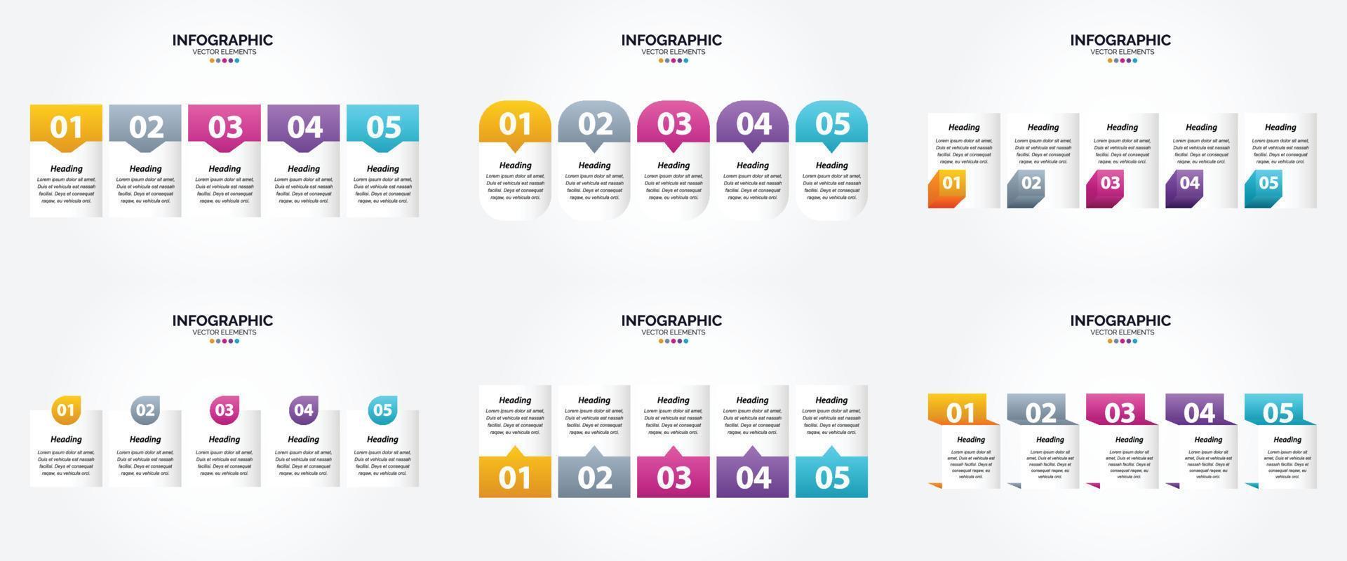 conjunto de design plano de infográficos de ilustração vetorial para folheto publicitário e revista vetor