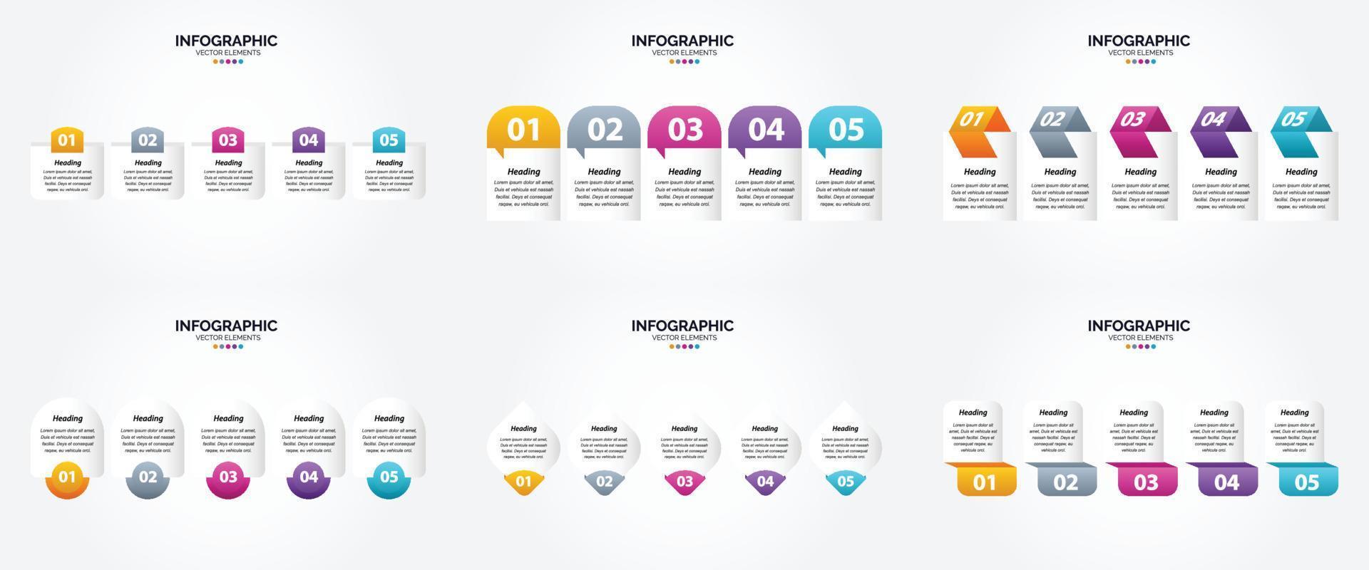 conjunto de design plano de infográficos de ilustração vetorial para folheto publicitário e revista vetor