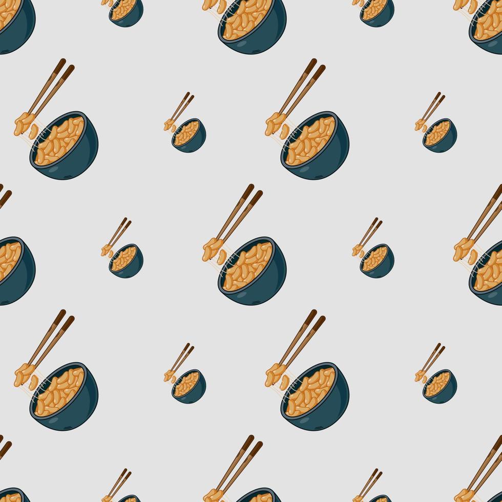 desenho animado natto, comida japonesa sem costura padrão em fundo colorido vetor