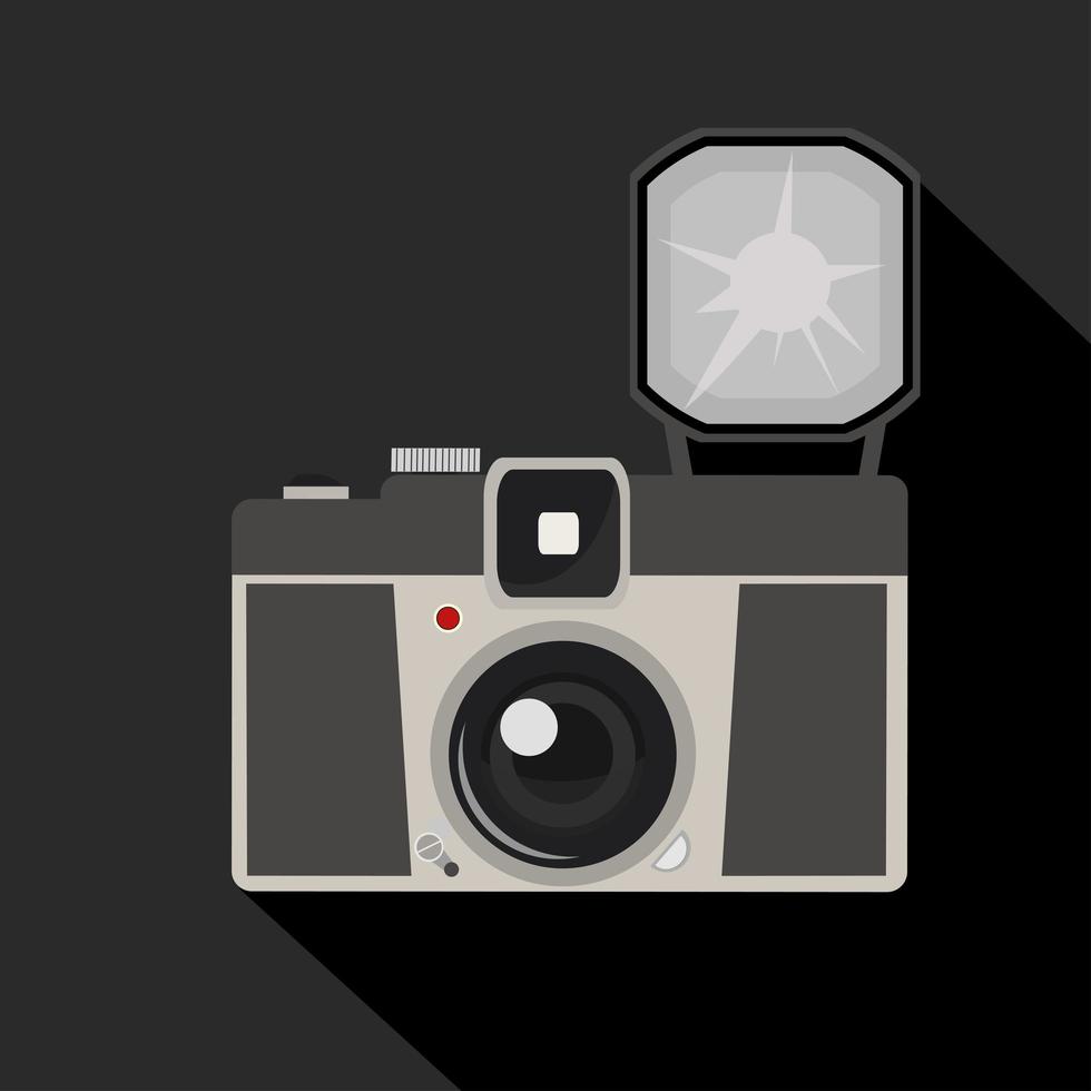 câmera fotográfica vintage com flash vetor