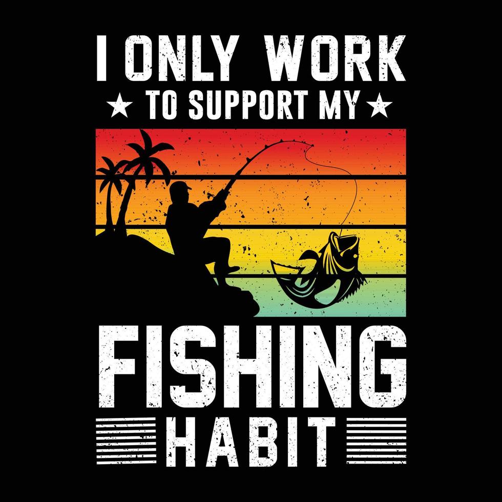 design de camiseta vetorial de pesca.. vetor
