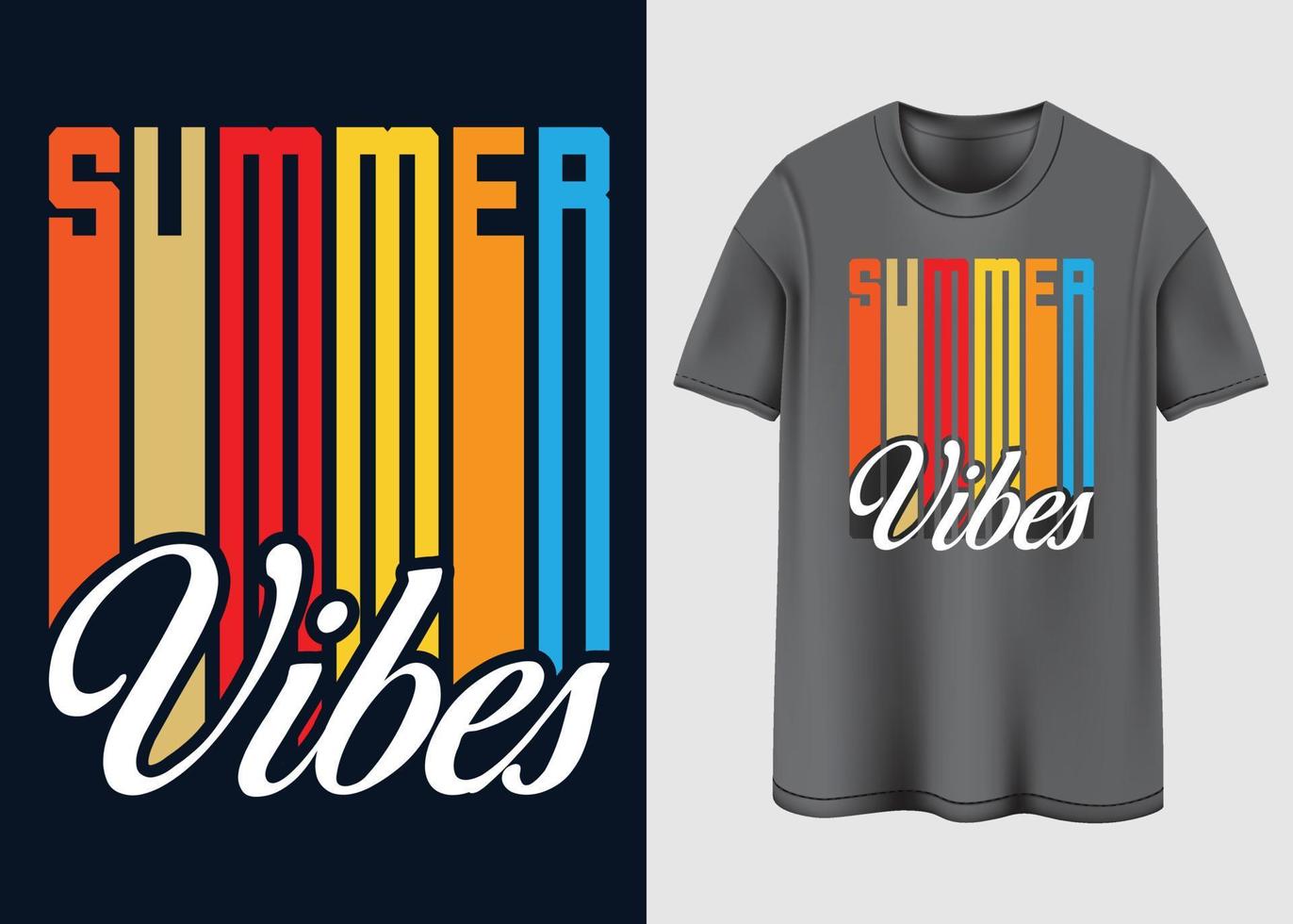 design de camiseta de tipografia de vibrações de verão vetor