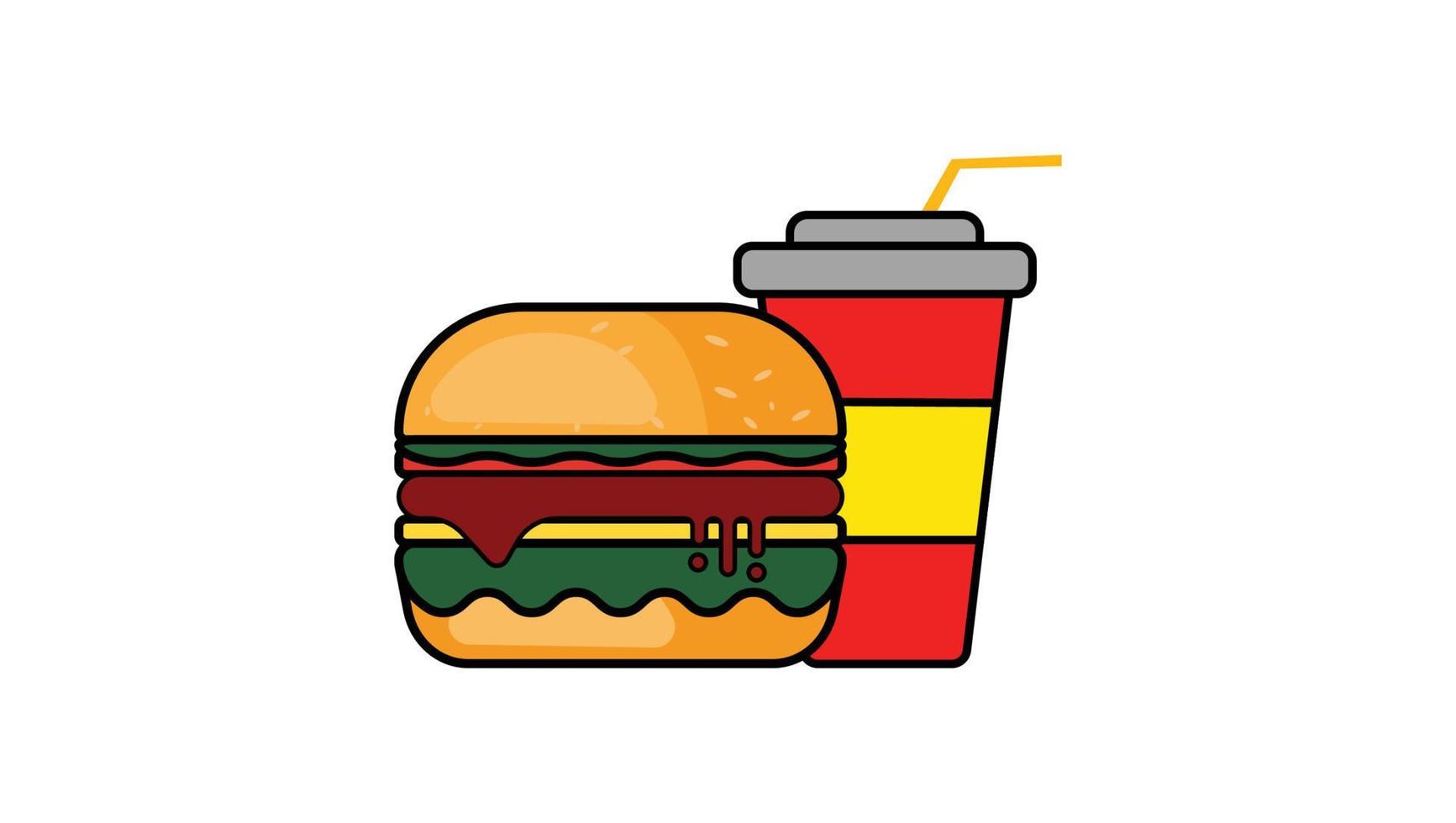 hambúrguer mínimo com ilustração de refrigerante vetor