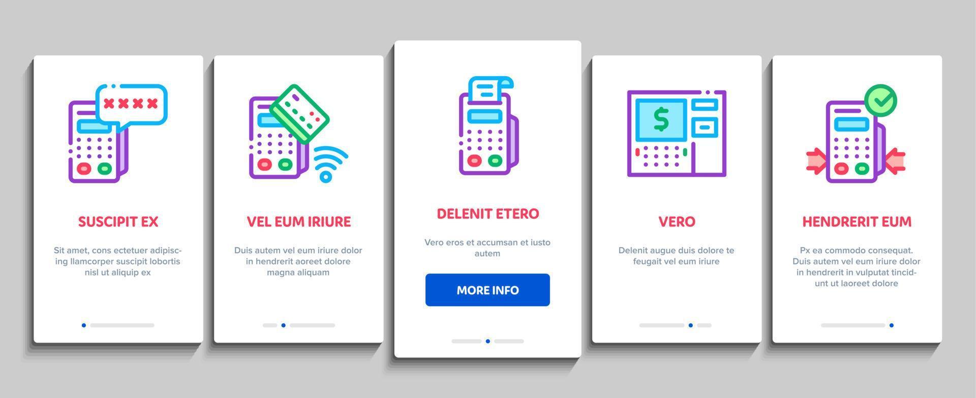 vetor de conjunto de ícones de elementos de integração de dispositivo terminal pos