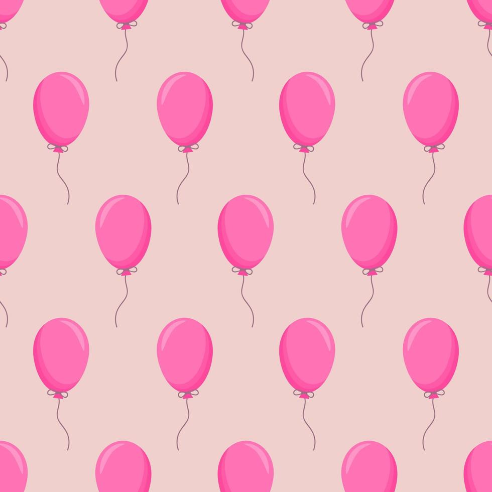padrão perfeito com balões rosa em estilo cartoon. projeto de festa de férias ou aniversário. fundo colorido, design de invólucro de embalagem, fundo de cartão ou convite. vetor