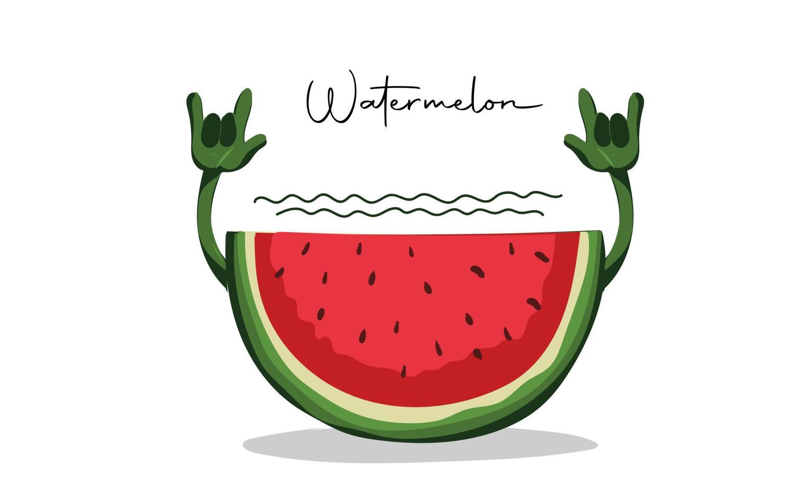 vetor de melancia. melancia com carne vermelha e caroços é metade isolada em um fundo branco. ilustração de melancia se divertindo no verão. diversão de verão.