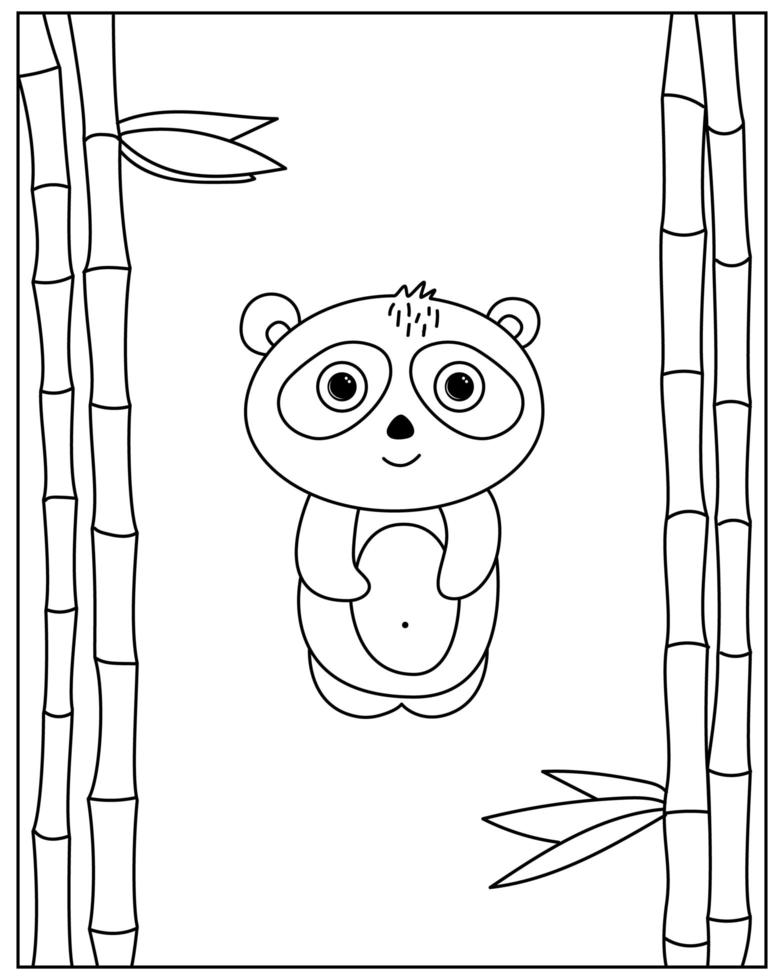 página para colorir com panda em estilo doodle vetor