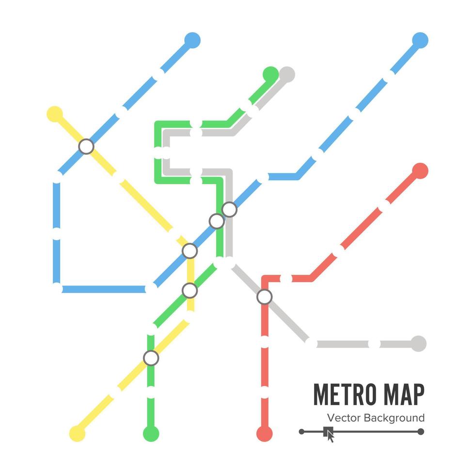 vetor de mapa do metrô. modelo de design de mapa do metrô. fundo colorido com estações
