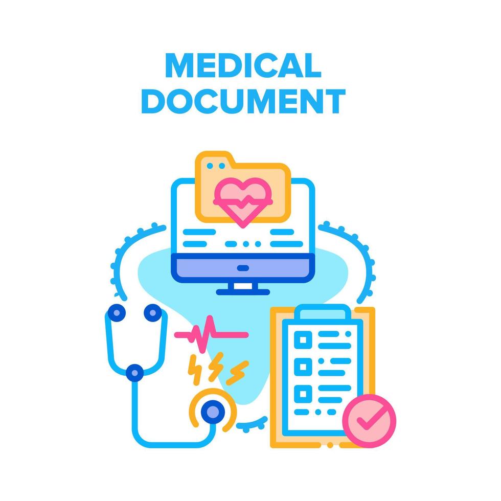 ilustração de cor de conceito de vetor de documento médico