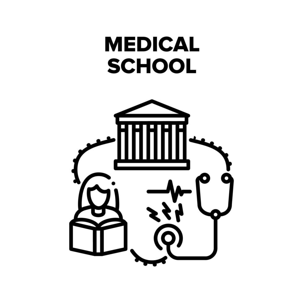 ilustrações vetoriais em preto da faculdade de medicina vetor