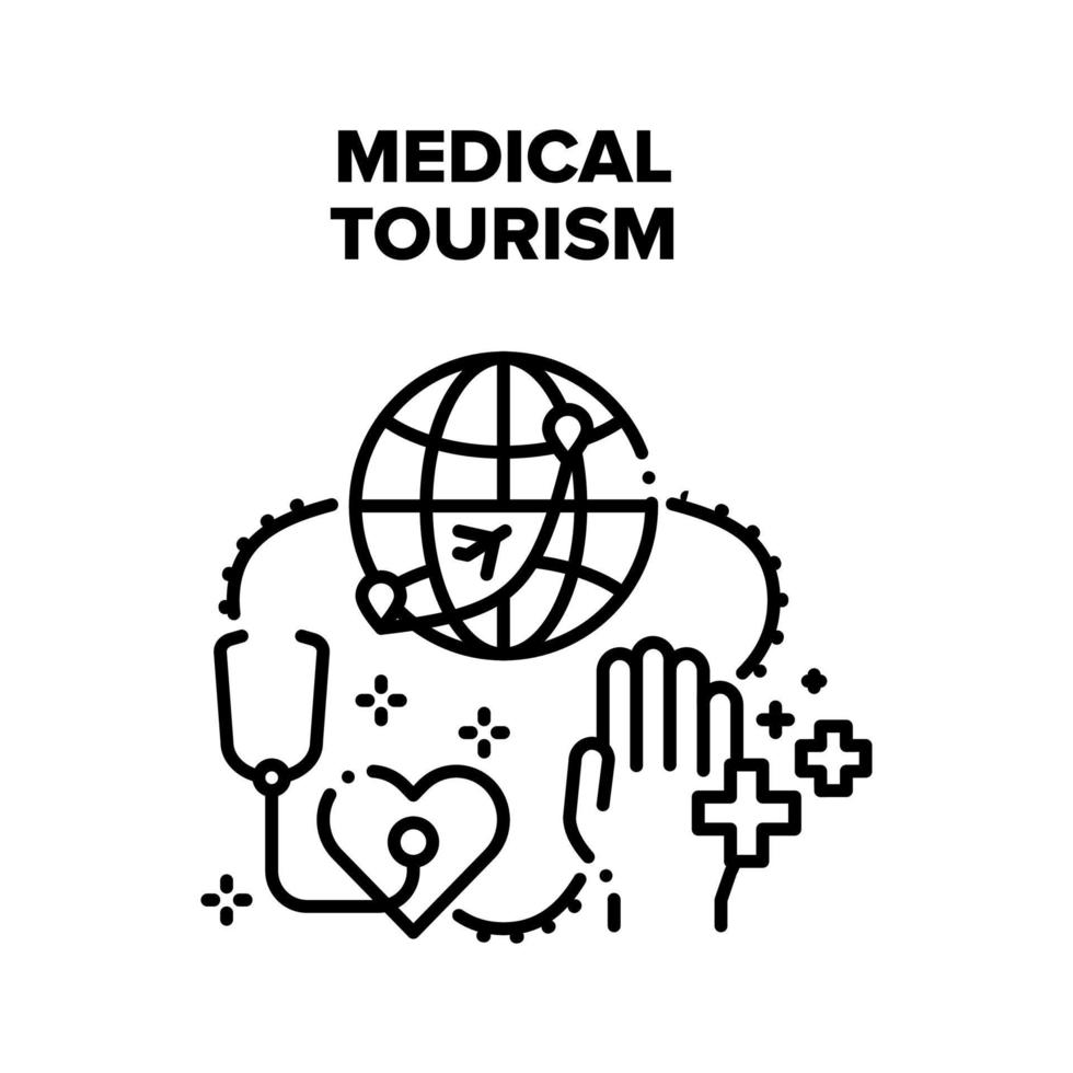 ilustrações vetoriais de turismo médico em preto vetor