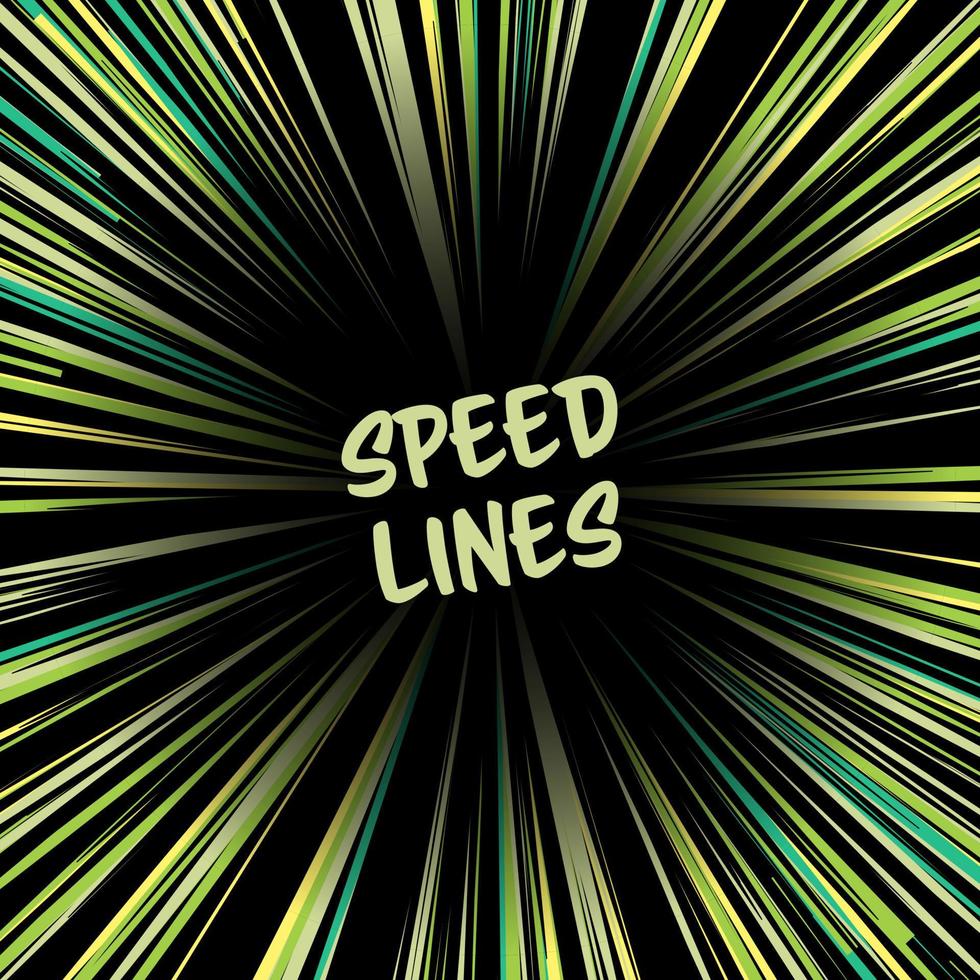 vetor de linhas de velocidade de manga. linhas de velocidade radial em quadrinhos. raio e aceleração. ilustração visionária sobrenatural.