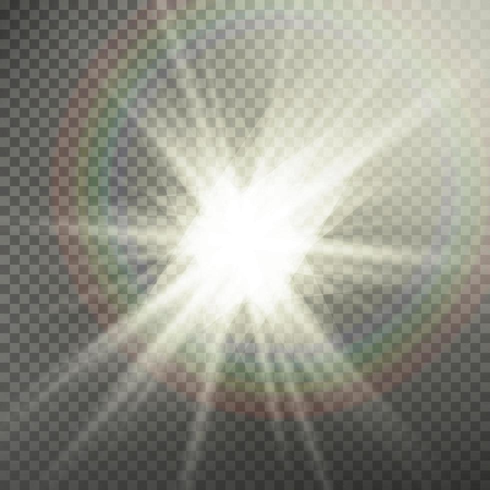 efeito de luz de reflexo de lente especial da luz solar. efeito especial de reflexo de luz. isolado em fundo transparente. ilustração vetorial vetor