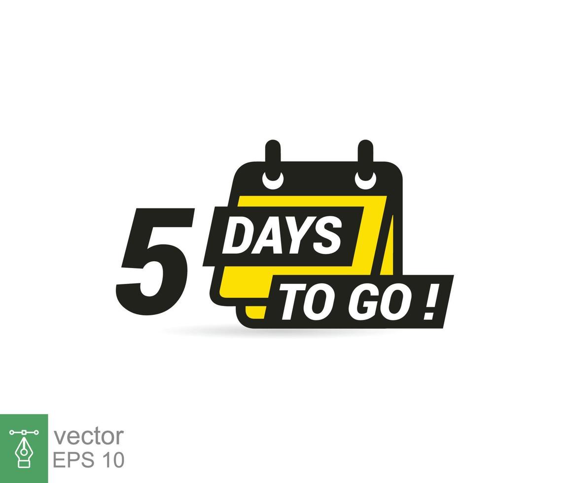 Faltam 5 dias para o último ícone de contagem regressiva. cinco dias antes da oferta de preço de venda temporizador de acordo promocional, apenas 5 dias. estilo plano simples, conceito de negócio. projeto de ilustração vetorial eps 10. vetor