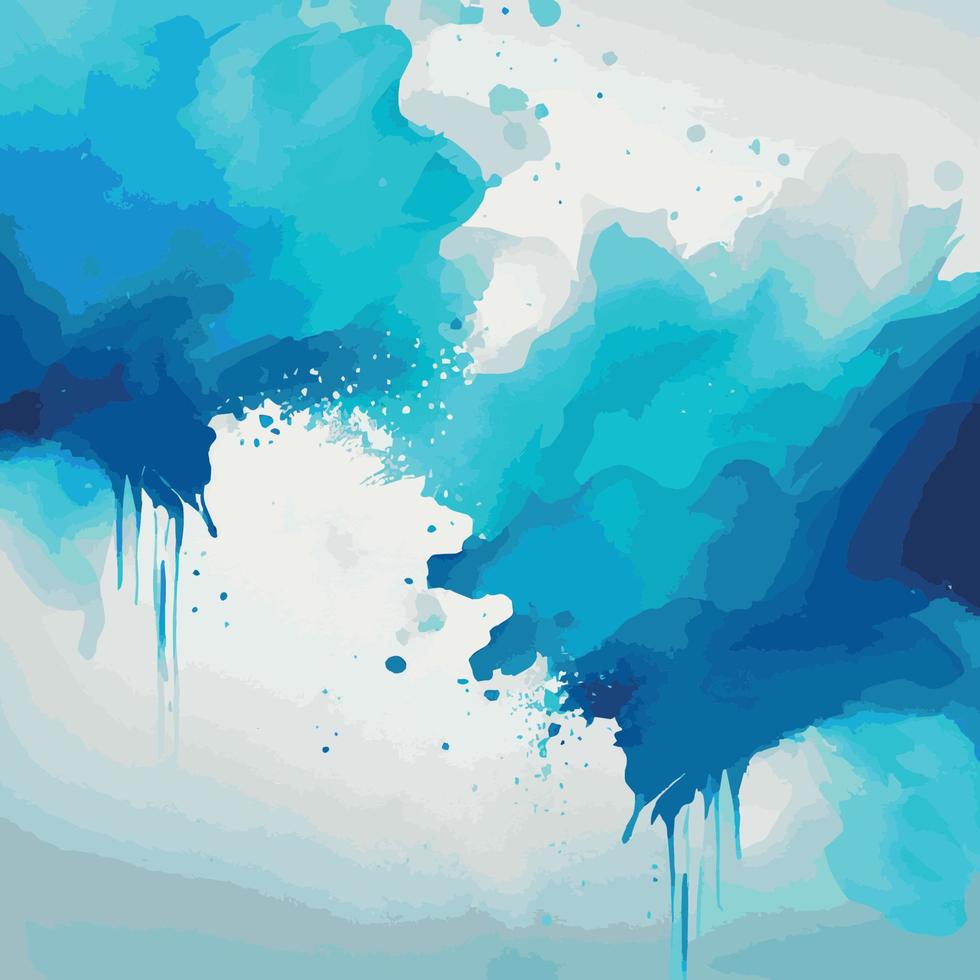 textura de aquarela azul realista sobre fundo branco - vector