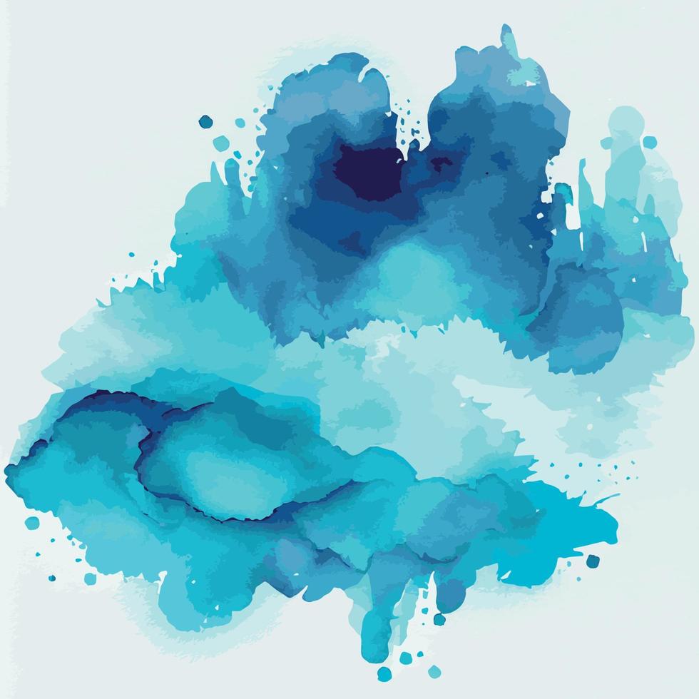 textura de aquarela azul realista sobre fundo branco - vector