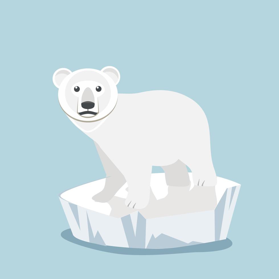 bebê fofo urso polar em um bloco de gelo vetor