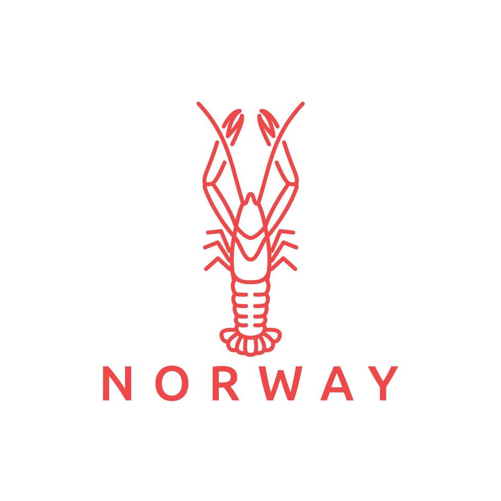 lagostim lagosta noruega arte de linha frutos do mar inspiração de design de logotipo vetor