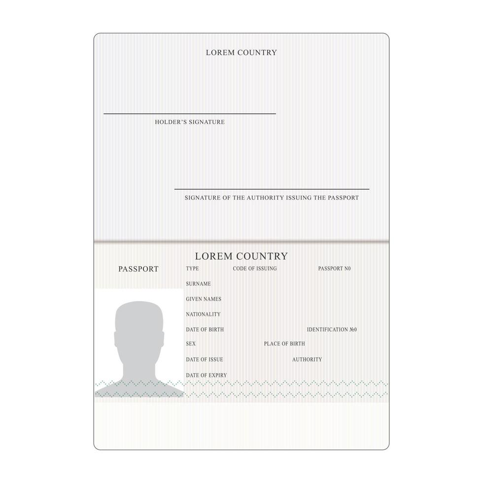 vetor de passaporte internacional. documento de identificação de pessoas. negócios, conceito de viagem.