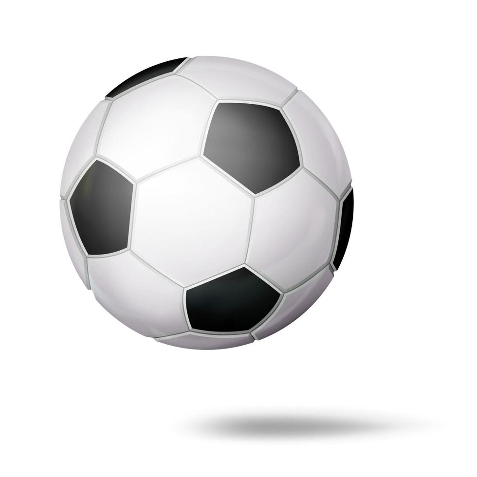 vetor de bola de futebol 3D. bola de futebol clássica. ilustração