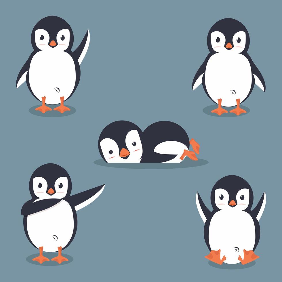 coleção de pinguins de desenho animado vetor