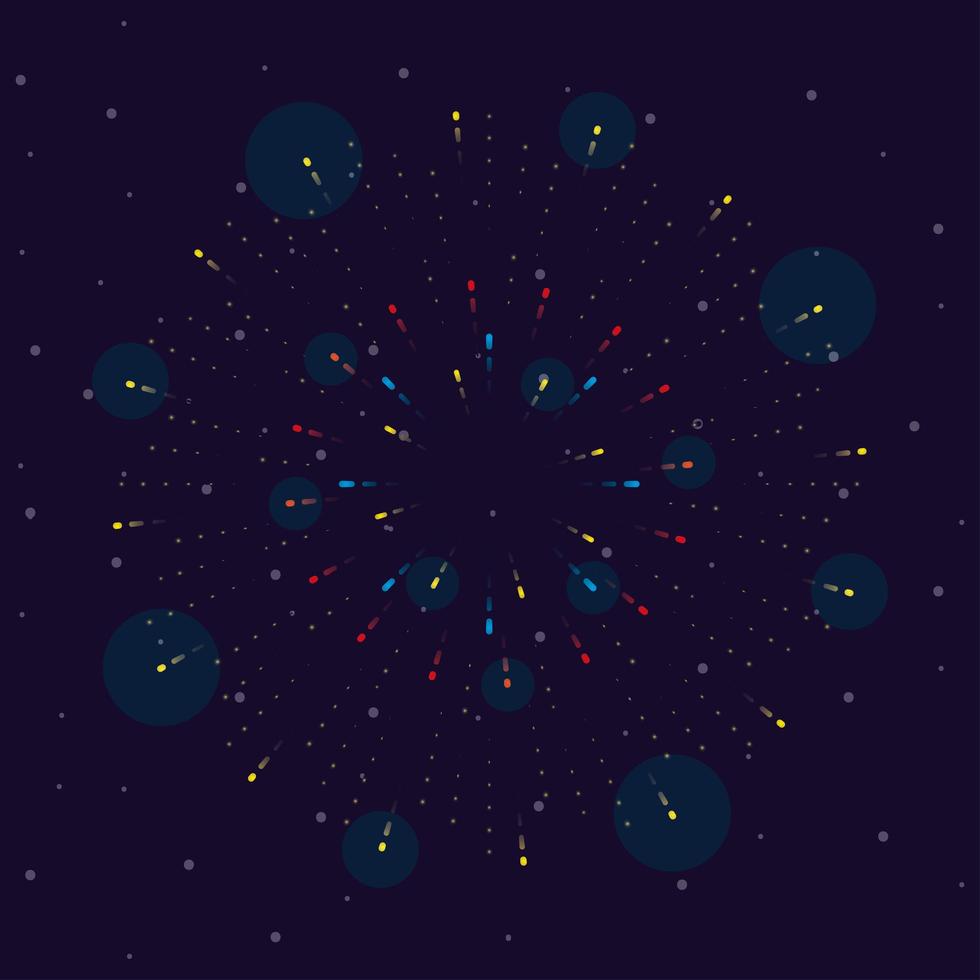 fogos de artifício explodem no céu à noite vetor