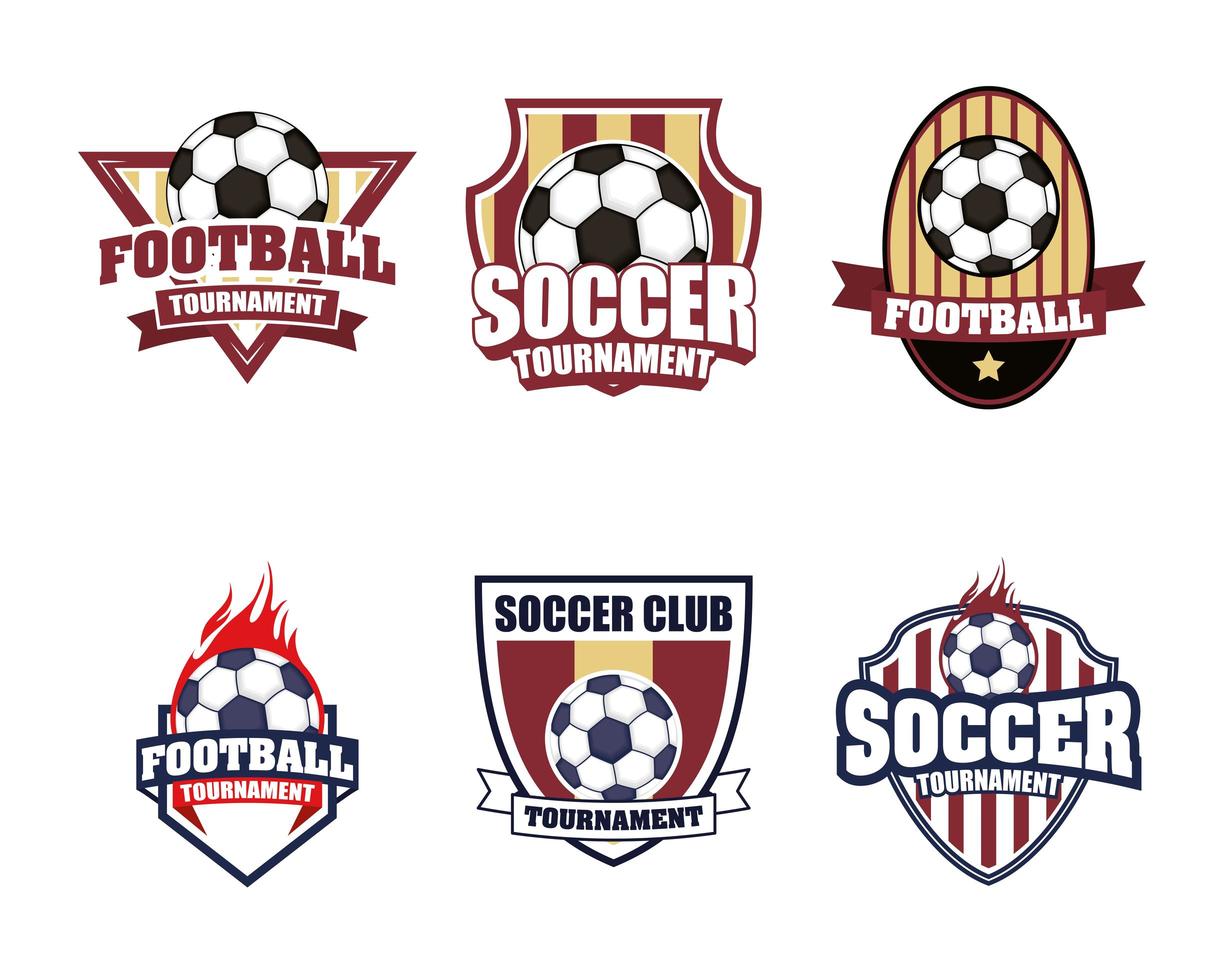 conjunto de ícones de emblema de esportes de futebol futebol vetor