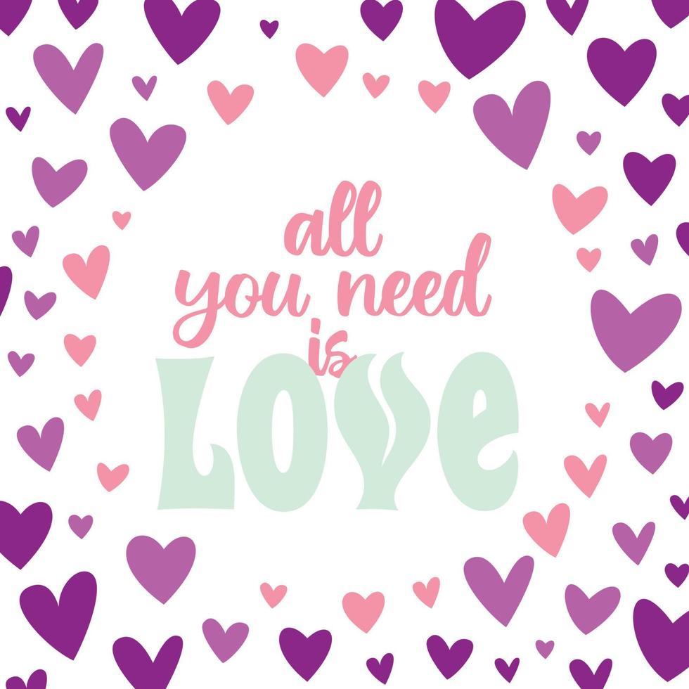 cartão de dia dos namorados, post de mídia social. tudo o que você precisa é amor. vetor