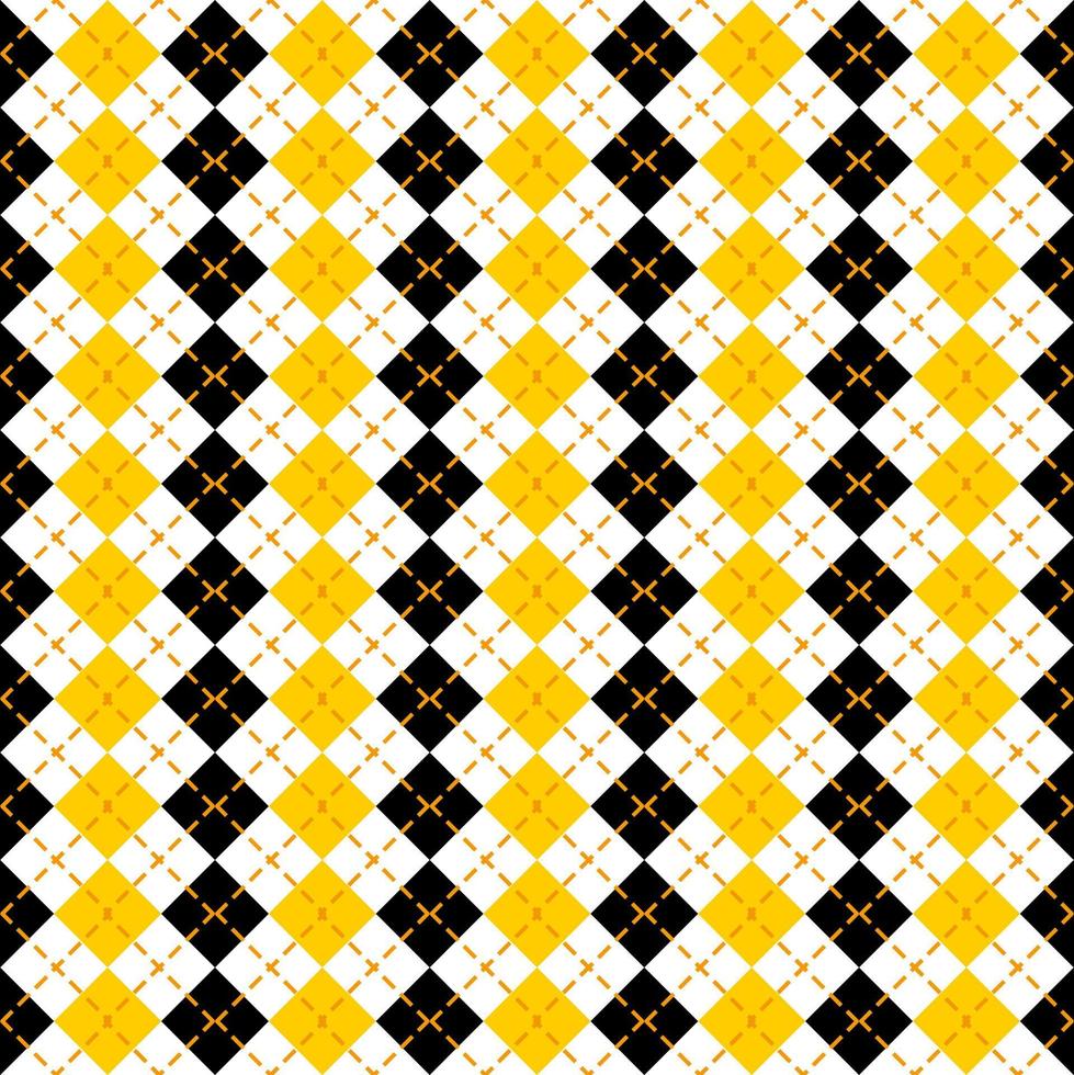 padrão argyle amarelo e preto vetor