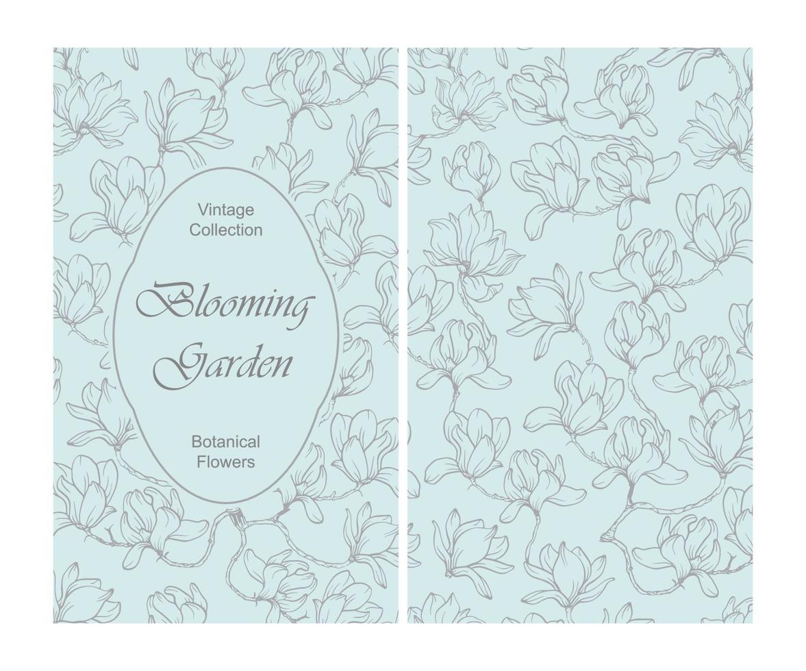 design de capa para sua capa pessoal. flores de sakura da primavera. tema floral para capa de livro. ilustração de textura de flor em estilo de gravura. ilustração vetorial. vetor