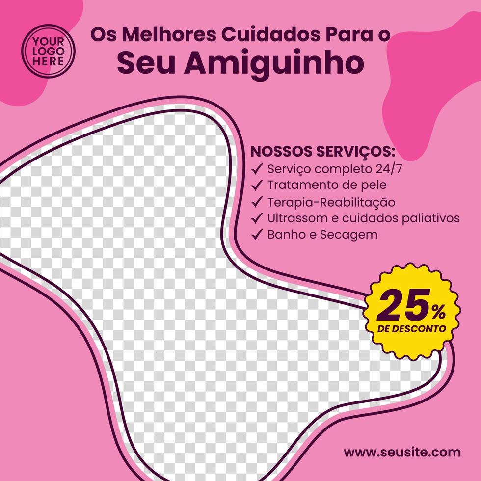 cuidados com animais de estimação médico veterinário design criativo de mídia social banner digital de pós-folheto vetor